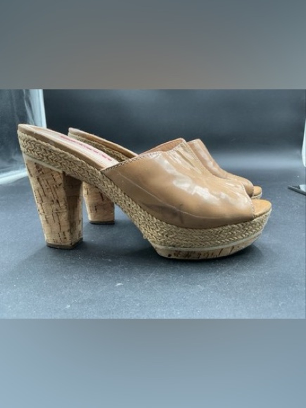 Prada Sport vintage patent leather block-heel platform mules 8.5